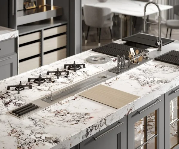 Integrated Stove, Utensil Inserts, Hidden Power outletsKitchen Island