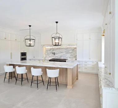 Traditional White and Rift Cut Wood Kitchen
