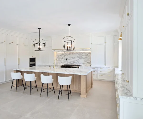 Traditional White and Rift Cut Wood Kitchen
